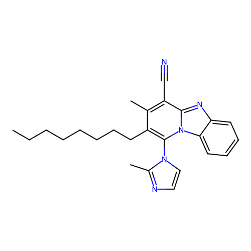 3-methyl-1-(2-methyl-1H-imidazol-1-yl)-2-octylpyrido[1,2-a]benzimidazole-4-carbonitrile structure