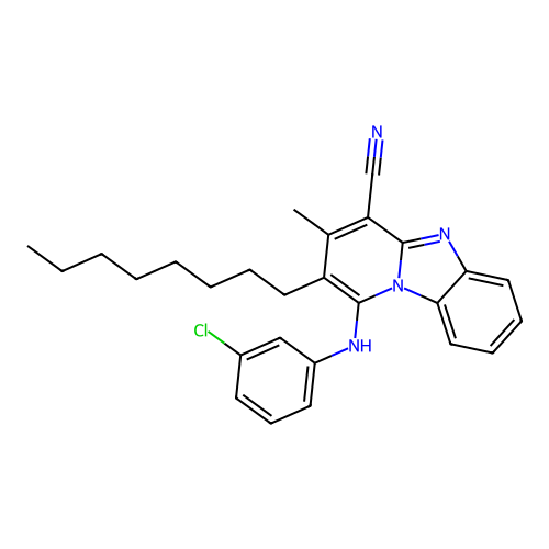 1-(3-Chloroanilino)-3-methyl-2-octylpyrido[1,2-a]benzimidazole-4-carbonitrile structure