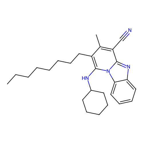 1-(Cyclohexylamino)-3-methyl-2-octylpyrido[1,2-a]benzimidazole-4-carbonitrile structure