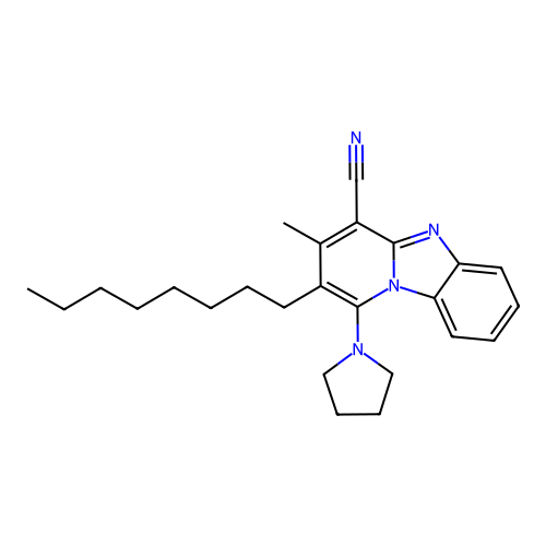 3-Methyl-2-octyl-1-(pyrrolidin-1-yl)pyrido[1,2-a]benzimidazole-4-carbonitrile structure