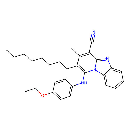 1-(4-Ethoxyanilino)-3-methyl-2-octylpyrido[1,2-a]benzimidazole-4-carbonitrile structure