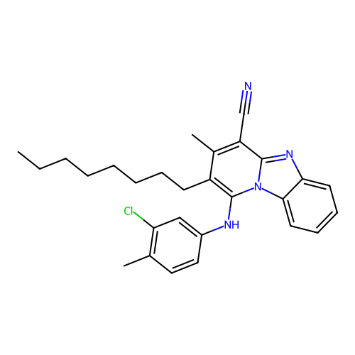 1-(3-chloro-4-methylanilino)-3-methyl-2-octylpyrido[1,2-a]benzimidazole-4-carbonitrile structure