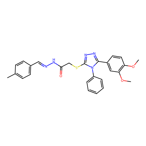 2-{[5-(3,4-dimethoxyphenyl)-4-phenyl-4H-1,2,4-triazol-3-yl]sulfanyl}-N'-[(E)-(4-methylphenyl)methylidene]acetohydrazide structure