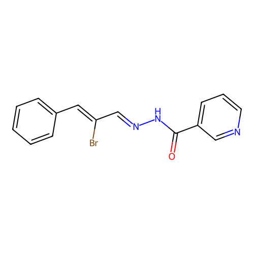 N-[(E)-[(Z)-2-bromo-3-phenylprop-2-enylidene]amino]pyridine-3-carboxamide structure