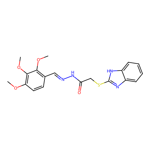 2-(1H-benzimidazol-2-ylsulfanyl)-N'-[(E)-(2,3,4-trimethoxyphenyl)methylidene]acetohydrazide structure