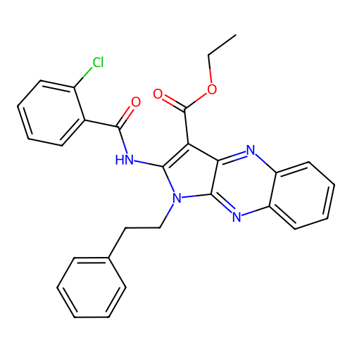 ethyl 2-(2-chlorobenzamido)-1-phenethyl-1H-pyrrolo[2,3-b]quinoxaline-3-carboxylate structure