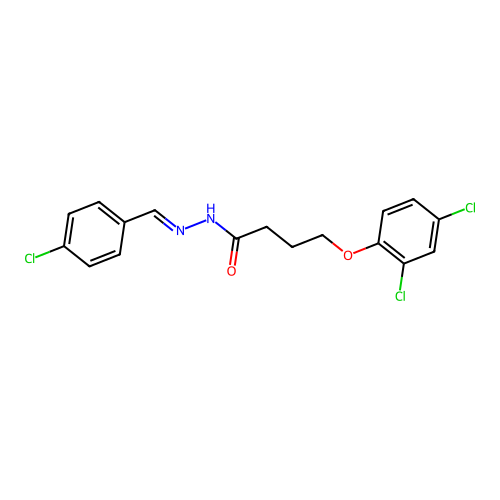 (E)-N'-(4-chlorobenzylidene)-4-(2,4-dichlorophenoxy)butanehydrazide structure