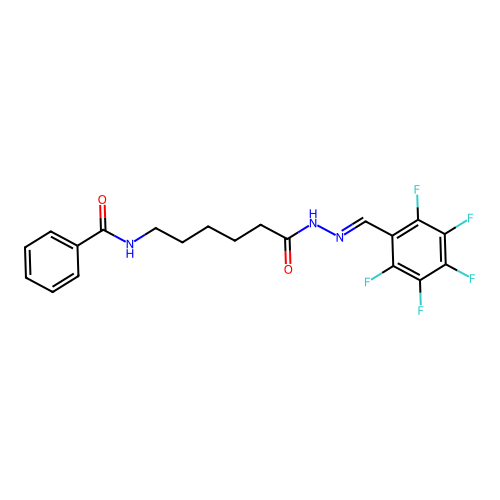 N-{6-oxo-6-[(2E)-2-(pentafluorobenzylidene)hydrazinyl]hexyl}benzamide structure