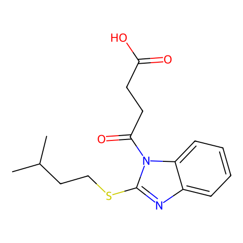 4-{2-[(3-methylbutyl)sulfanyl]-1H-benzimidazol-1-yl}-4-oxobutanoic acid structure