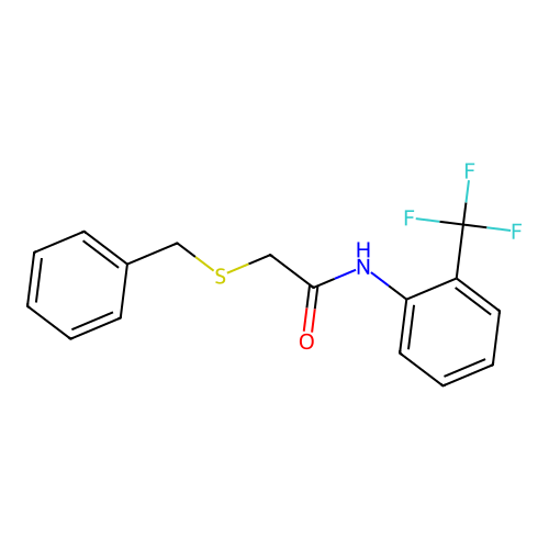 2-(benzylsulfanyl)-N-[2-(trifluoromethyl)phenyl]acetamide structure