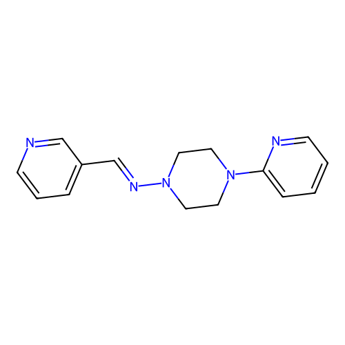 4-(2-pyridinyl)-N-(3-pyridinylmethylene)-1-piperazinamine structure