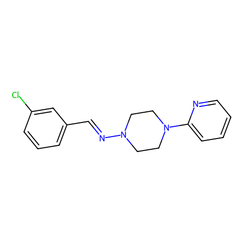 N-[(E)-(3-chlorophenyl)methylidene]-4-(pyridin-2-yl)piperazin-1-amine structure