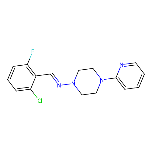 N-(2-chloro-6-fluorobenzylidene)-4-(2-pyridinyl)-1-piperazinamine structure