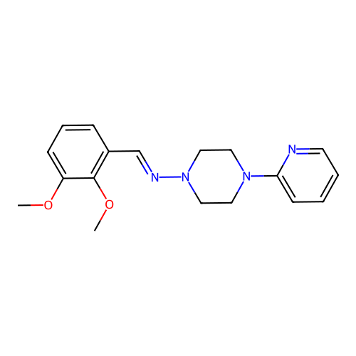 N-[(E)-(2,3-dimethoxyphenyl)methylidene]-4-(pyridin-2-yl)piperazin-1-amine structure
