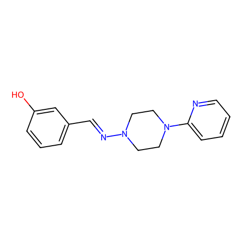 3-[(E)-(4-pyridin-2-ylpiperazin-1-yl)iminomethyl]phenol structure