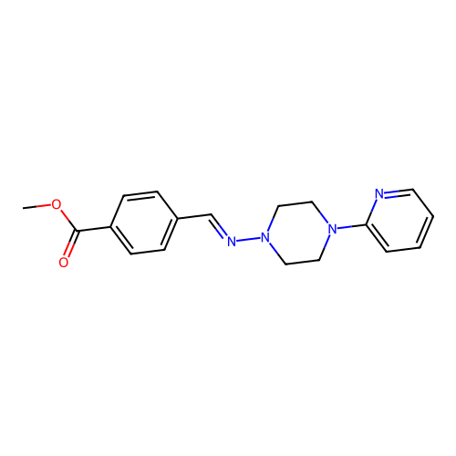 methyl 4-((E)-{[4-(2-pyridinyl)-1-piperazinyl]imino}methyl)benzoate structure