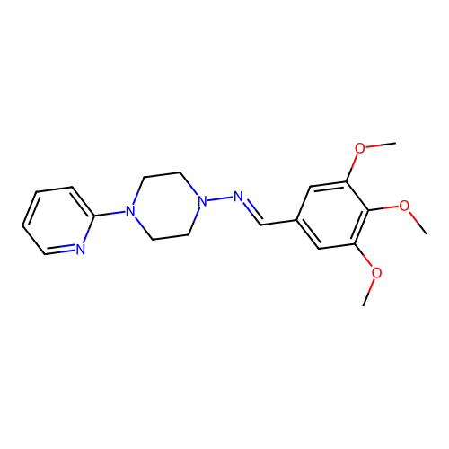 4-(pyridin-2-yl)-N-[(E)-(3,4,5-trimethoxyphenyl)methylidene]piperazin-1-amine structure
