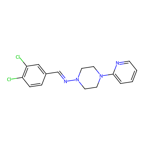 N-[(E)-(3,4-dichlorophenyl)methylidene]-4-(pyridin-2-yl)piperazin-1-amine structure