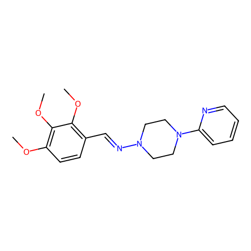 4-(pyridin-2-yl)-N-[(E)-(2,3,4-trimethoxyphenyl)methylidene]piperazin-1-amine structure
