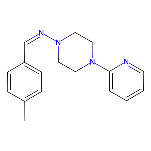 (E)-1-(4-methylphenyl)-N-[4-(pyridin-2-yl)piperazin-1-yl]methanimine structure