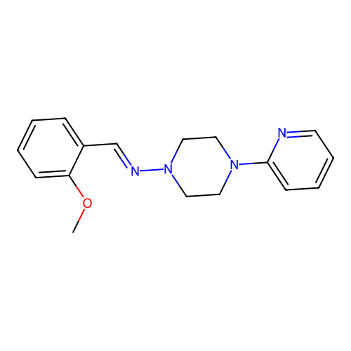 N-[(E)-(2-methoxyphenyl)methylidene]-4-(2-pyridinyl)-1-piperazinamine structure