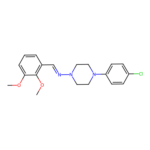 4-(4-chlorophenyl)-N-(2,3-dimethoxybenzylidene)piperazin-1-amine structure