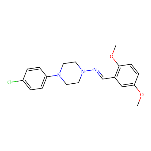 N-[4-(4-chlorophenyl)piperazin-1-yl]-1-(2,5-dimethoxyphenyl)methanimine structure