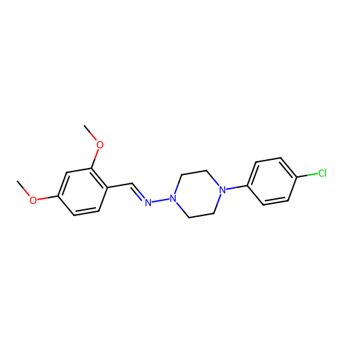 4-(4-chlorophenyl)-N-(2,4-dimethoxybenzylidene)-1-piperazinamine structure