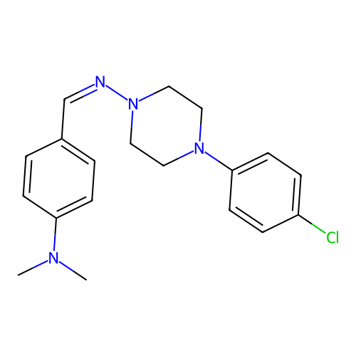 4-(4-chlorophenyl)-N-[4-(dimethylamino)benzylidene]-1-piperazinamine structure