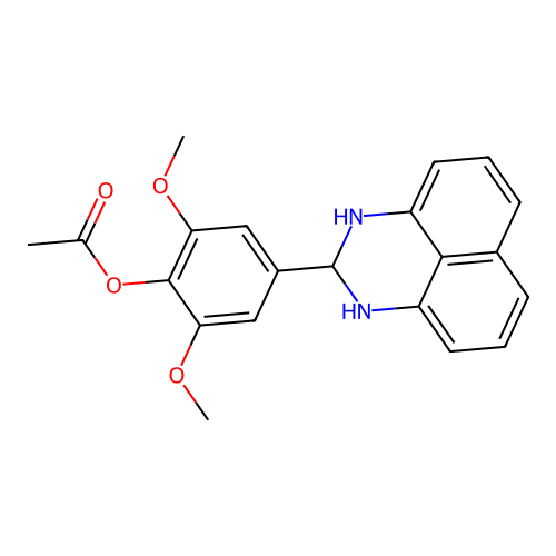 4-(2,3-dihydro-1H-perimidin-2-yl)-2,6-dimethoxyphenyl acetate structure
