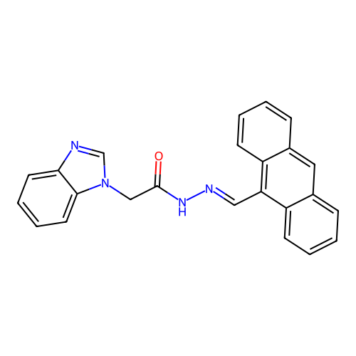 N-[(E)-anthracen-9-ylmethylideneamino]-2-(benzimidazol-1-yl)acetamide structure