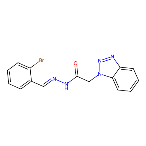 (E)-2-(1H-benzo[d][1,2,3]triazol-1-yl)-N'-(2-bromobenzylidene)acetohydrazide structure