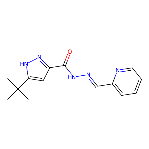 5-tert-butyl-N-[(E)-pyridin-2-ylmethylideneamino]-1H-pyrazole-3-carboxamide structure
