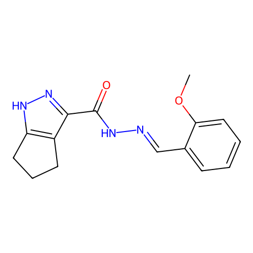 N'-[(E)-(2-methoxyphenyl)methylidene]-1,4,5,6-tetrahydrocyclopenta[c]pyrazole-3-carbohydrazide structure