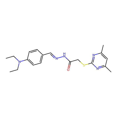 (E)-N'-(4-(diethylamino)benzylidene)-2-((4,6-dimethylpyrimidin-2-yl)thio)acetohydrazide structure