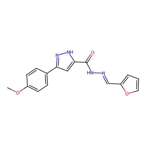 (E)-N'-(furan-2-ylmethylene)-3-(4-methoxyphenyl)-1H-pyrazole-5-carbohydrazide structure