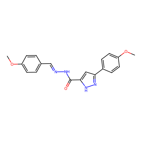 (E)-N'-(4-methoxybenzylidene)-3-(4-methoxyphenyl)-1H-pyrazole-5-carbohydrazide structure