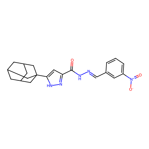 (E)-3-((1s,3s)-adamantan-1-yl)-N'-(3-nitrobenzylidene)-1H-pyrazole-5-carbohydrazide structure