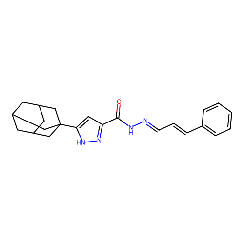 3-((1s,3s)-adamantan-1-yl)-N'-(3-phenylallylidene)-1H-pyrazole-5-carbohydrazide structure