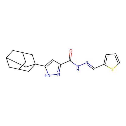3-(1-adamantyl)-N'-[(E)-2-thienylmethylidene]-1H-pyrazole-5-carbohydrazide structure