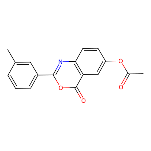 2-(3-methylphenyl)-4-oxo-4H-3,1-benzoxazin-6-yl acetate structure