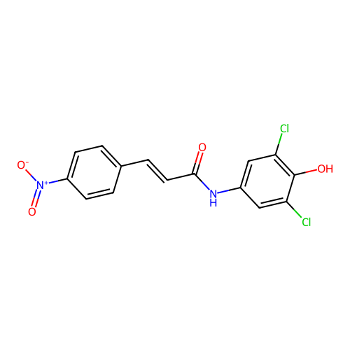 (2E)-N-(3,5-dichloro-4-hydroxyphenyl)-3-(4-nitrophenyl)prop-2-enamide structure