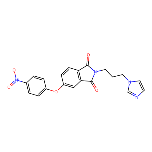 2-[3-(1H-imidazol-1-yl)propyl]-5-(4-nitrophenoxy)-1H-isoindole-1,3(2H)-dione structure