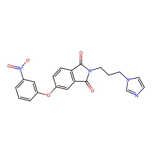 2-[3-(1H-imidazol-1-yl)propyl]-5-(3-nitrophenoxy)-1H-isoindole-1,3(2H)-dione structure