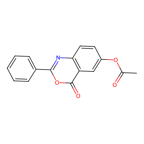 4-oxo-2-phenyl-4H-3,1-benzoxazin-6-yl acetate structure