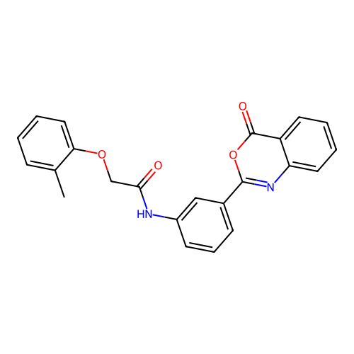 2-(2-methylphenoxy)-N-[3-(4-oxo-4H-3,1-benzoxazin-2-yl)phenyl]acetamide structure