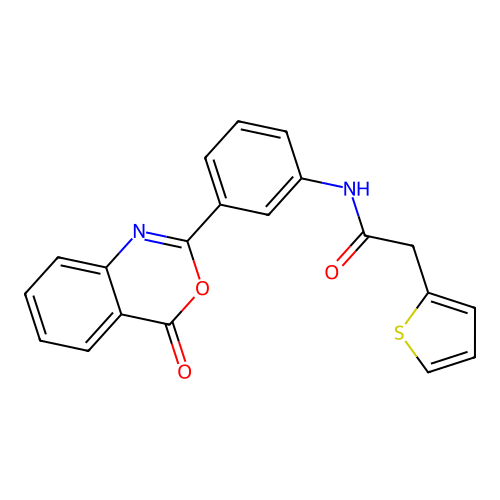 N-[3-(4-oxo-4H-3,1-benzoxazin-2-yl)phenyl]-2-(thiophen-2-yl)acetamide structure