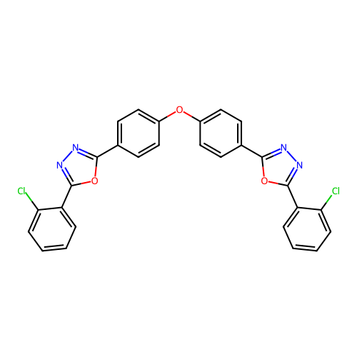 2,2'-(Oxydibenzene-4,1-diyl)bis[5-(2-chlorophenyl)-1,3,4-oxadiazole] structure