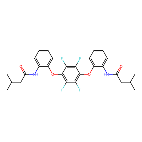 3-methyl-N-[2-[2,3,5,6-tetrafluoro-4-[2-(3-methylbutanoylamino)phenoxy]phenoxy]phenyl]butanamide structure