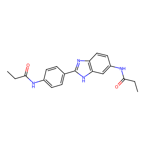 N-{4-[5-(propanoylamino)-1H-benzimidazol-2-yl]phenyl}propanamide structure